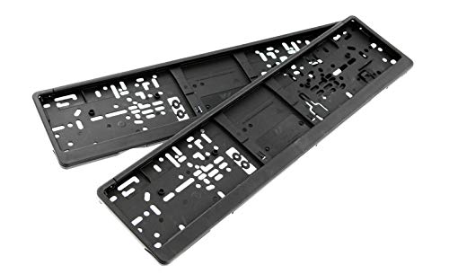 TA TradeArea 2 soportes universales para matrícula en color negro para matrículas de tamaño 520 mm x 110 mm, incluye un disco de aparcamiento y funda para permiso de conducir.