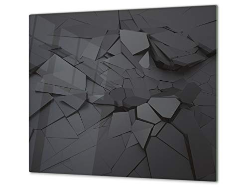 Tabla de cortar decorativa de cristal templado y cubre vitro – Dos en Uno – Resistente a golpes y arañazos – UNA PIEZA (60 x 52 cm) o DOS PIEZAS (30 x 52 cm); D10A Serie Texturas A: Textura 16