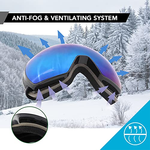 Taruor Gafas de esquí antivaho Protección UV400 Gafas de Nieve Gafas de sknowboard para Hombres, Mujeres y jóvenes