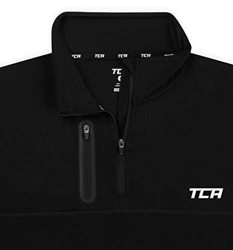 TCA Hombre y Niño Pro Performance Camiseta Compresión Termica para Raunning - Camiestas Deporte Manga Larga - Negro Piedra, M