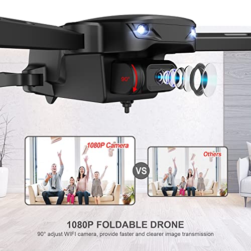 tech rc Mini Drone con Cámara 1080P, Aplicación WiFi FPV, Modo Sin Cabeza, Flip 3D, Despegue con Una Tecla y Sensor de Gravedad, Drone Plegable con 2 Baterías, Buen Regalo para Principiantes y Niños