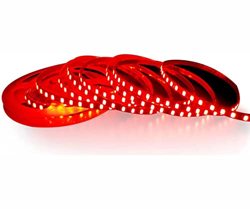 Tesfish Tira de Luz LED 12V, 5mm de Ancho Rojo Color 5M Tiras de Luces LED 2835 IP20 120 LEDs/M 600 LEDs en Total, Tiras LED para Dormitorio, Decoración de Cocina