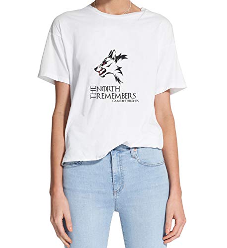 The North Remembers Wolf Red_MRZ1349 - Camiseta para mujer, 100% algodón, para verano, regalo, mujer, camisa informal - blanco - X-Large
