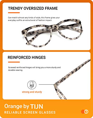 TIJN Elegantes gafas de gran tamaño con bloqueo de luz azul para Unisex Adultos - Lentes transparentes anti fatiga ocular