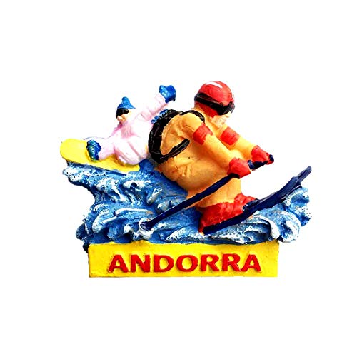 Time Traveler Go Ski Resort Andorra Imán de resina 3D para refrigerador de recuerdo, colección de regalo para el hogar y la cocina, imán magnético para nevera