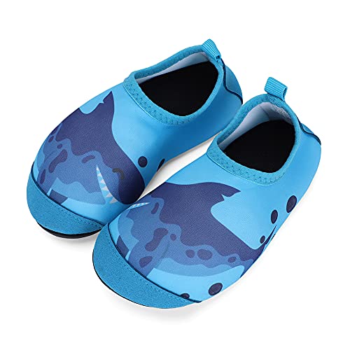 TIZAX Zapatos Verano de Agua para bebés Zapatos Escarpines Antideslizantes para niños Calcetines Descalzo de Secado rápido para Playa Piscina natación Tiburón Azul 20/21