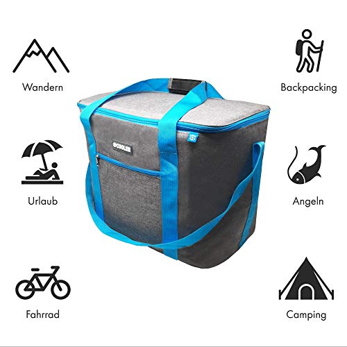 ToCi Bolsa isotérmica gris oscuro, 36 litros, bolsa térmica para picnic, camping, vacaciones, senderismo, barbacoa