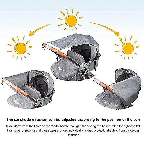 Toldo Protector Solar Cochecito, Parasol Carrito Bebe Universal, Funda Impermeable para Cochecito Protección UV - Gris