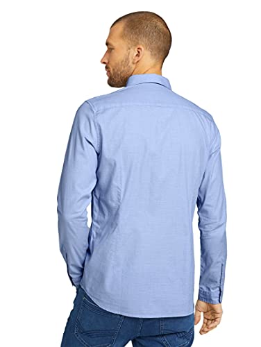 TOM TAILOR 1023881 Camisa ajustada con estructura, Hombre, 24183 - Estructura de color blanco y azul claro, XXXL