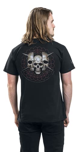 Tool Skull Spikes Hombre Camiseta Negro XL, 100% algodón, Regular