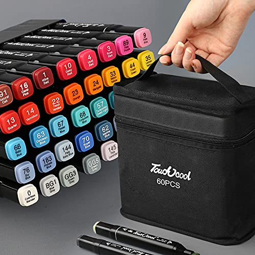 Touchcool Rotulador de 80 Colores Marker Pen Marcadores de Graffiti con Doble Punta la Versión Mejorada Agrega una Base de Almacenamiento