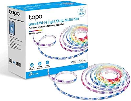 TP-Link Tapo L920-5 - 5M Tiras Led WiFi Adhesivas, Multicolor RGB, Iluminación Segmentable, Sync con Música, Control Remoto, Resistencia IPX4, Compatible con Alexa, Google Home,