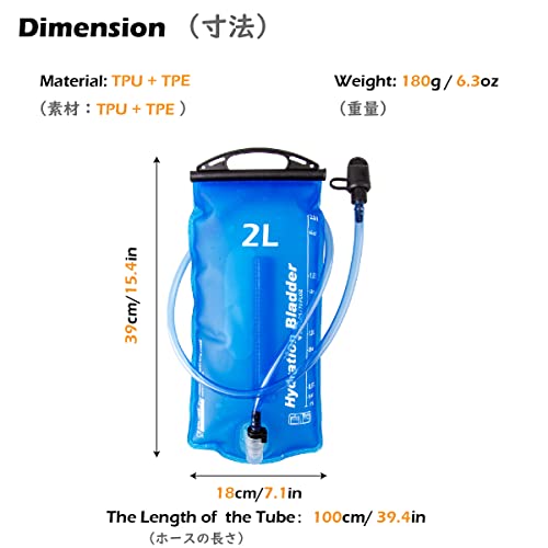 TRIWONDER Bolsa de Agua Soft Flask 2L Vejiga de Hidratación Deportivas sin BPA para Mochila de Hidratación para Correr Ciclismo Senderismo (2L - TPU)