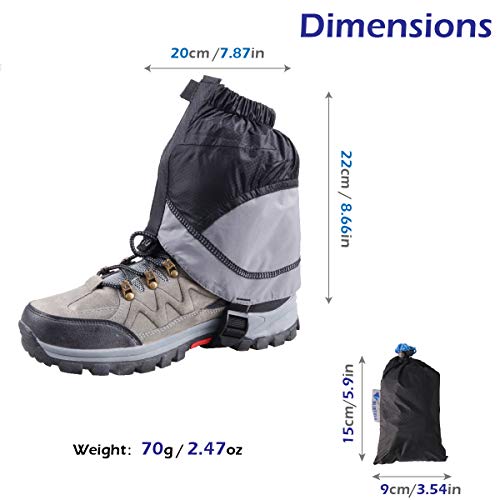 TRIWONDER Polainas Impermeable de Senderismo para Piernas a Prueba de Viento Nieve Lluvia para Montaña Caza Esquí Escalada 1 Par (Naranja y Gris)