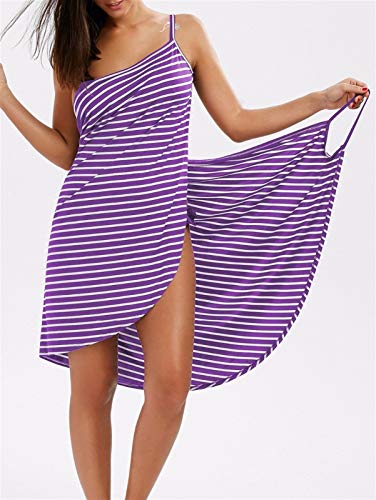 TTCI-RR Mujer Toalla Baño Mujer Tira de baño Toalla de baño pisada de Playa con Toalla de Playa Delantal Wrap Falda Agua abstinente rápido Secado Sexy Vestido Sexy (Color : Purple, Size : XL)