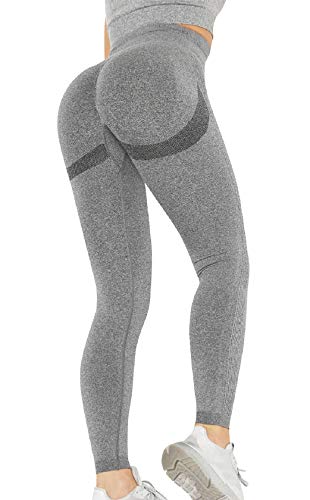 Tuopuda Leggings Push Up Mujer Compresión Elásticos Pantalón Deportivo de Mujer Cintura Alta Leggings Mallaspara Running Training Fitness Estiramiento Yoga y Pilates(Gris,L)