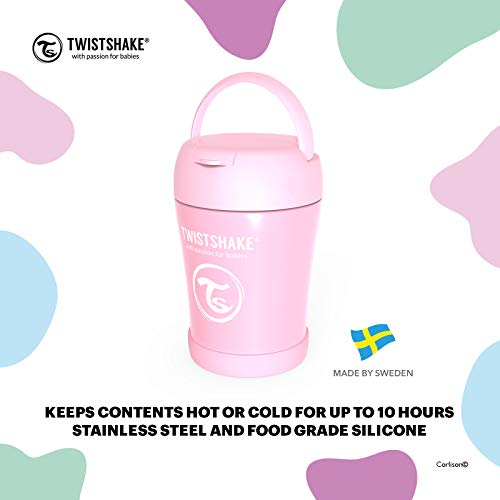 TWISTSHAKE Termo para solidos de 350 ml | Para bebés | Cuchara incluida, Pastel Pink, Rosa