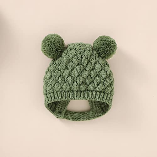 U-Sinmule Mono de Mameluco de Punto para Bebé Mameluco de Nieve para Niños Niñas Mono Traje de Nieve Suéter cálido Bodies + sombrero, Verde, 0-3 meses