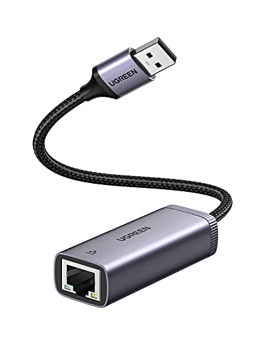 UGREEN Adaptador USB a Ethernet, Adaptador de Red USB 3.0 a RJ45 Gigabit LAN Tarjeta de Red 1000 Mbps con Cables de Nylon Compatible con MacBook Pro Air, Switch, Xiaomi Mi Box S/ 3/2, Raspberry Pi4