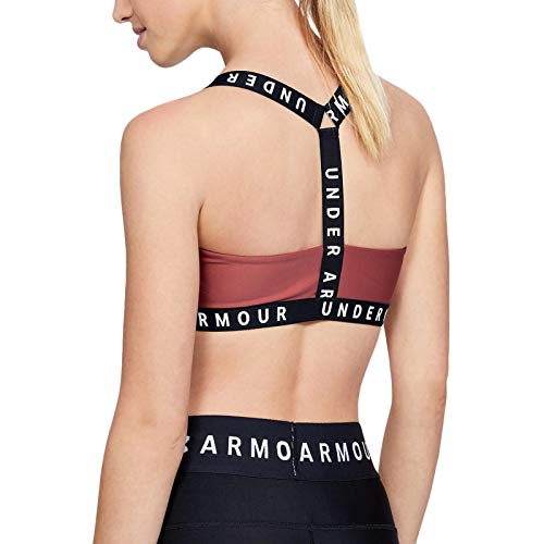 Under Armour Wordmark - Sujetador deportivo con tiras para mujer, negro Rosa coral X-Small
