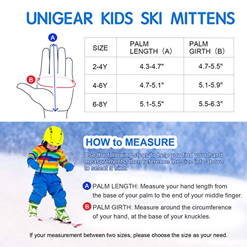 Unigear Guantes de Esquí Manopla Snowboard para Niños Impermeable Calientes Térmicos Nieve Anti-Viento Guantes para Esquiar Deportes Invierno
