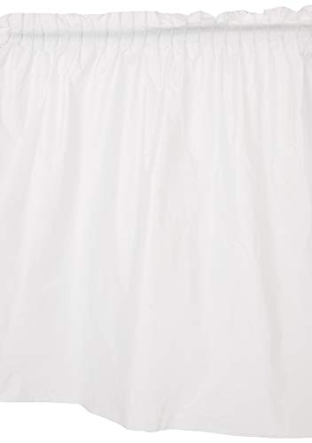 Unique Party- Falda de mesa de plástico, Color blanco, 73,6cm x 4.26m (50046)
