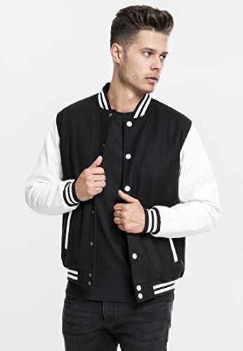 Urban Classics Bekleidung Oldschool College Jacket - Chaqueta técnica para hombre, Multicolor (Black/White), Large (Talla del fabricante: Large)
