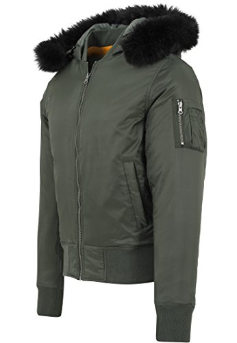 Urban Classics Hooded Basic Bomber Jacket Chaqueta, Grün (Olive 176), Large para Hombre