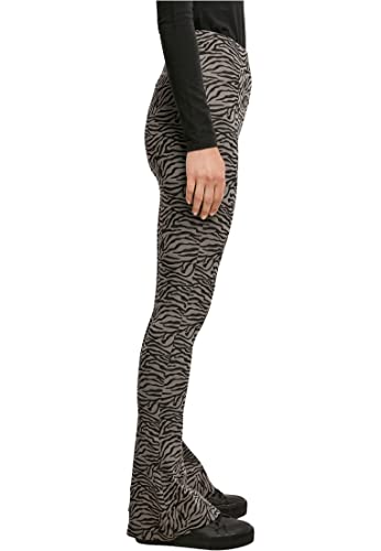Urban Classics Ladies High Waist Zebra Boot Cut Leggings, Asphalt/Black, XS para Mujer