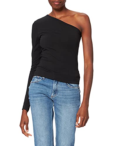 Urban Classics Oberteil Ladies Asymmetric Longsleeve Camiseta, Negro (Black 00007), X-Small para Mujer