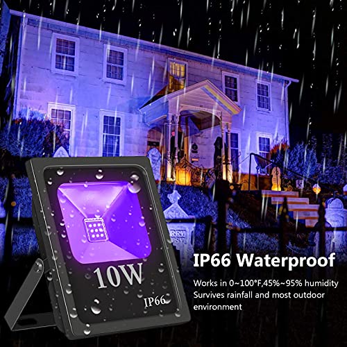 UV Led Luz de Inundación,Eleganted Impermeable IP66 Blacklights Luces Negra 10W Lámpara Led para Fiesta Art Pintura Centro de exposiciones Pescar Acuario