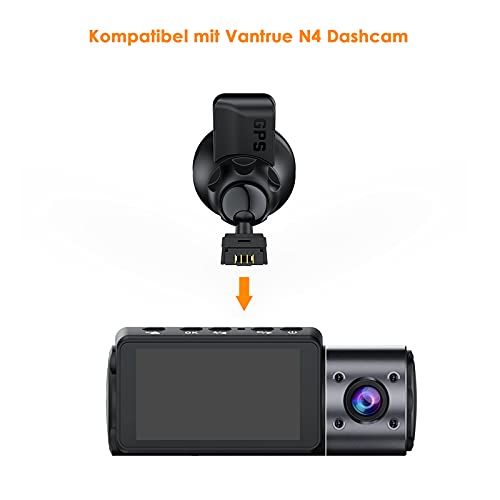 VANTRUE Actualización N4 / N2S / T3 Car Dashcam Cámara Posición de Ventosa con Puerto USB Tipo C y Detector GPS (Velocidad, posición, Ruta), válido para Windows y Mac