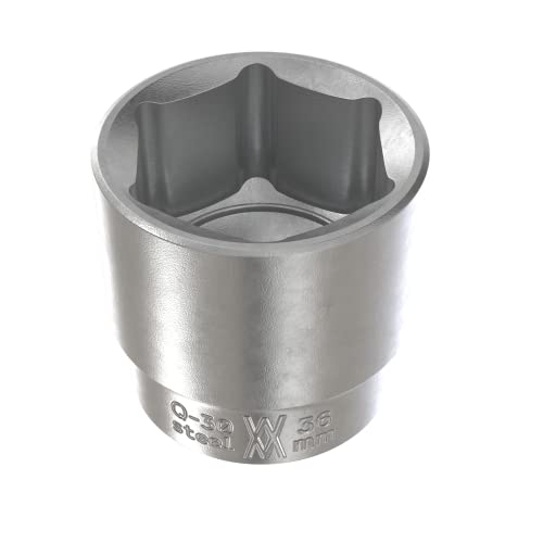Vaso de 36 mm para llave de carraca de 1/2" de Acero al cromo vanadio | Vaso hexagonal con adaptador de 12,5 mm (1/2") de WIESEMANN 1893 | 80805