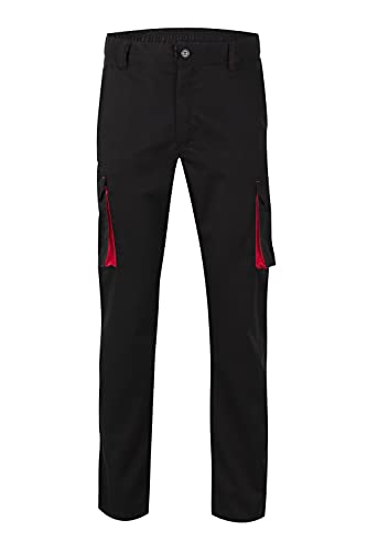 VELILLA 103024S; pantalón Stretch Bicolor Multibolsillos; Color Negro y Rojo; Talla 58