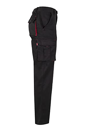 VELILLA 103024S; pantalón Stretch Bicolor Multibolsillos; Color Negro y Rojo; Talla 58
