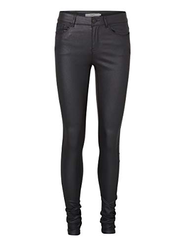 Vero Moda Vmseven NW SS Smooth Pants Noos Pantalones, Negro (Black/Coated), 36W / 30L para Mujer