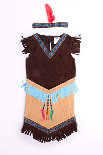 Vestido de indígena americana con cinta de pelo para niña, 98/116