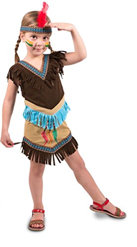 Vestido de indígena americana con cinta de pelo para niña, 98/116