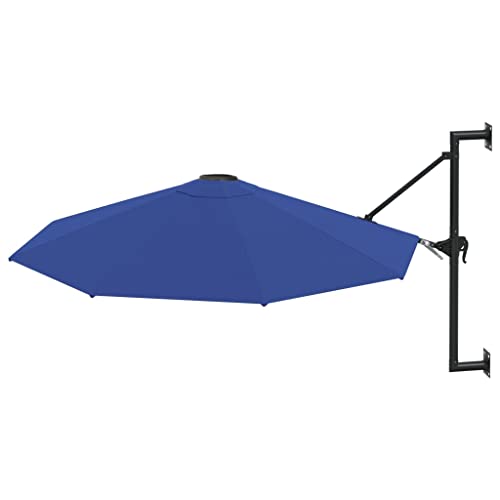 vidaXL Sombrilla de Pared con Palo Jardín Lago Mar Privacidad Tienda Camping Parasol Protección Exterior Aire Libre Patio de Metal Azul