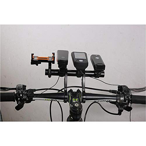 VOANZO Extensor de Manillar de Bicicleta 200 mm, velocímetro de Bicicleta de montaña GPS Soporte para Montaje en teléfono Marco de Doble Varilla (Negro)