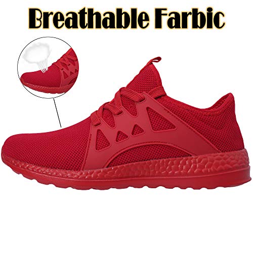 VVQI Zapatos para Correr Hombres Mujeres Zapatillas de Deporte Zapatos Deportivos Moda Ligero Zapatos Transpirables Casuales，Rojo，46 EU
