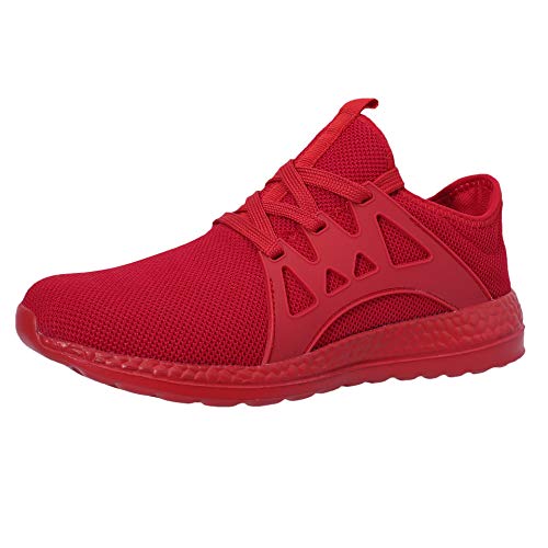 VVQI Zapatos para Correr Hombres Mujeres Zapatillas de Deporte Zapatos Deportivos Moda Ligero Zapatos Transpirables Casuales，Rojo，46 EU