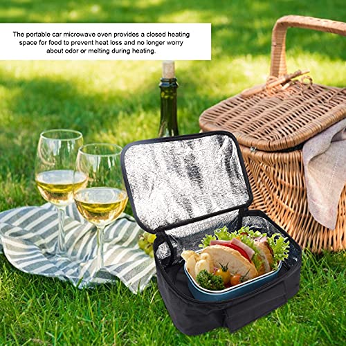 WANZSC portátil mini coche microondas 12V horno eléctrico caja de picnic de calentamiento rápido para accesorios de viaje Camping comida cocina negro