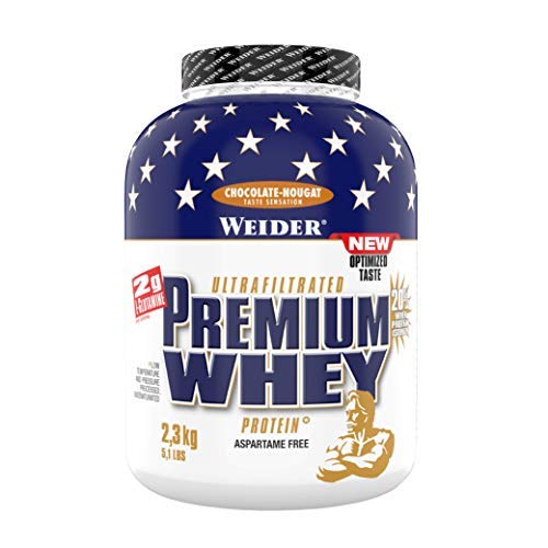 Weider Premium Whey, CFM, 2g de L-Glutamina por toma. Sabor Chocolate con nueces - 2300 gr