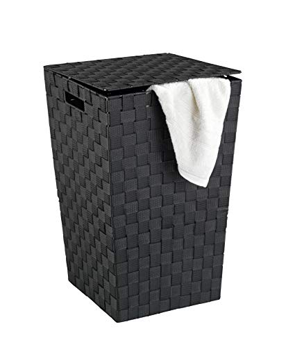WENKO Cubo para la ropa sucia Adria Square negro Capacidad: 48 l, Polipropileno, 33 x 53 x 33 cm, Negro