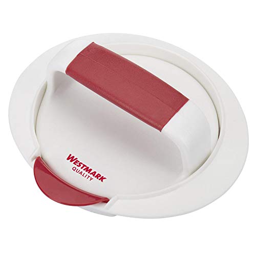 Westmark Prensa para hamburguesas con extractor, Hamburger-Presse, Diámetro interior 11.5 cm, Plástico, Blanco/rojo, 62332260
