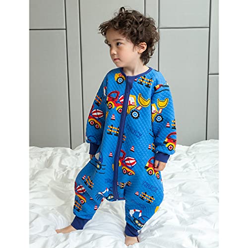 wetry Saco de Dormir con Pies para Bebé,Cómodo Manga Larga Algodón Pijama Manta Niño Niña Unisex,Azul (80-100 CM)