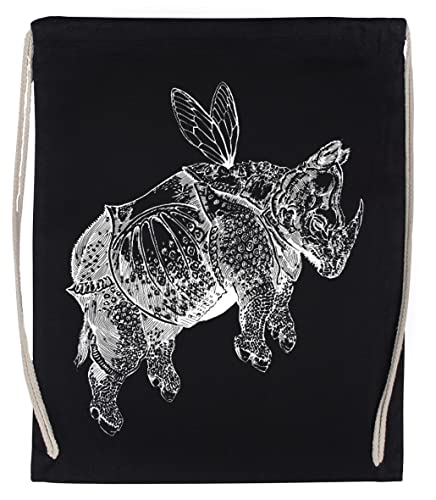Wigoro Volador Rinoceronte - Rinoceronte Gimnasio Viajar Bolso Con Cordón Negro Gym Travel Bag