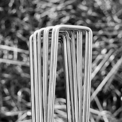 Winfaith 100 Piquetas Malla Antihierbas - Medidas mm H150 x L30 x D3 - Acero EN 10204 3.1 Galvanizado en Caliente - Made in Italy Antióxido Jardín Césped Sintético Anclaje