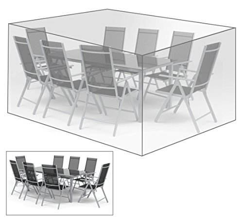 WOLTU Funda para Muebles de Jardín Cubierta Protectora Exterior de Polvo para Mesa contra Viento Lluvia Sol Protección UV Impermeable 250x210x90cm Transparente GZ1197tp